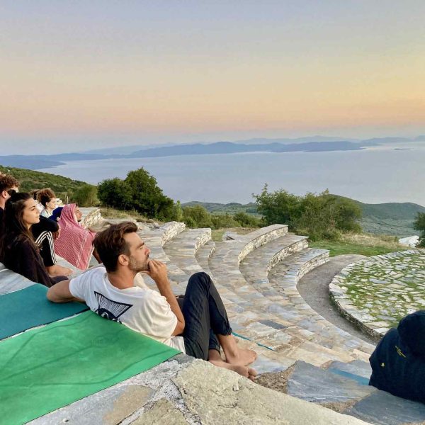 Pelion Homes_contempationg over sunset at Aloni theatre